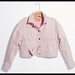 Free People We the Free Star Crossed Pink Denim Jean Jacket